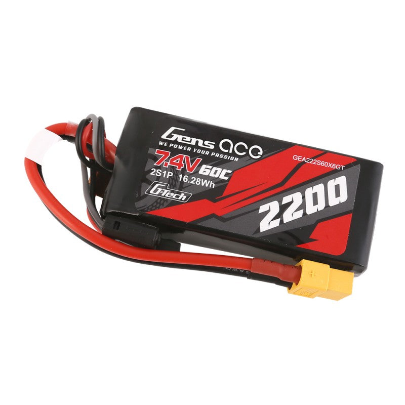Gens ace G-Tech 2200mAh 7.4V 60C 2S1P Lipo Battery With XT60 Plug