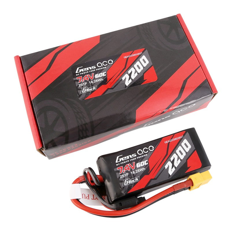 Gens ace G-Tech 2200mAh 7.4V 60C 2S1P Lipo Battery With XT60 Plug