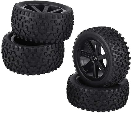 ProtonRC Pre-Glued 12mm Hex Wheel Rims Rubber Tires with Foam Inserts, Height 88mm, for 1/10 Buggy, Set of 4