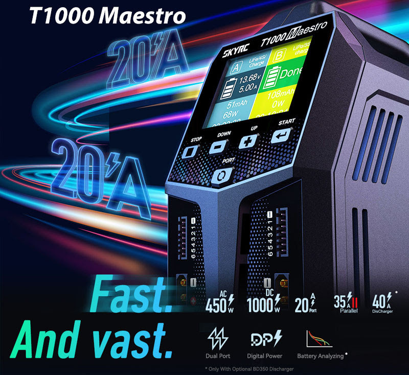 SkyRC T1000 Maestro AC/DC Duo Charger 450W 20A