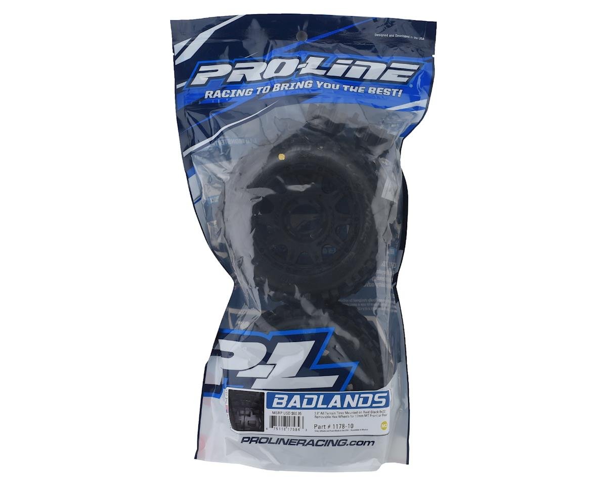 Pro-Line Badlands 3.8" Pre-Mounted Truck Tires (2) (Black) w/Raid Wheels (M2)
