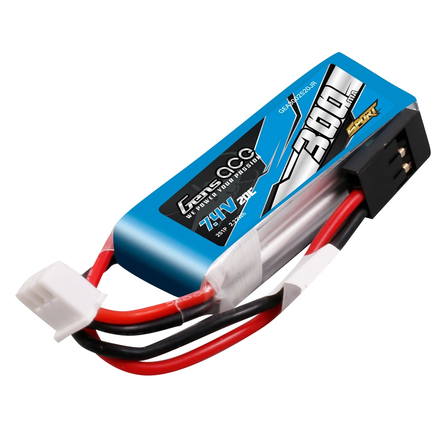 Gens ace 300mAh 7.4V 20C 2S LiPo Battery (F3K / DLG Gliders)