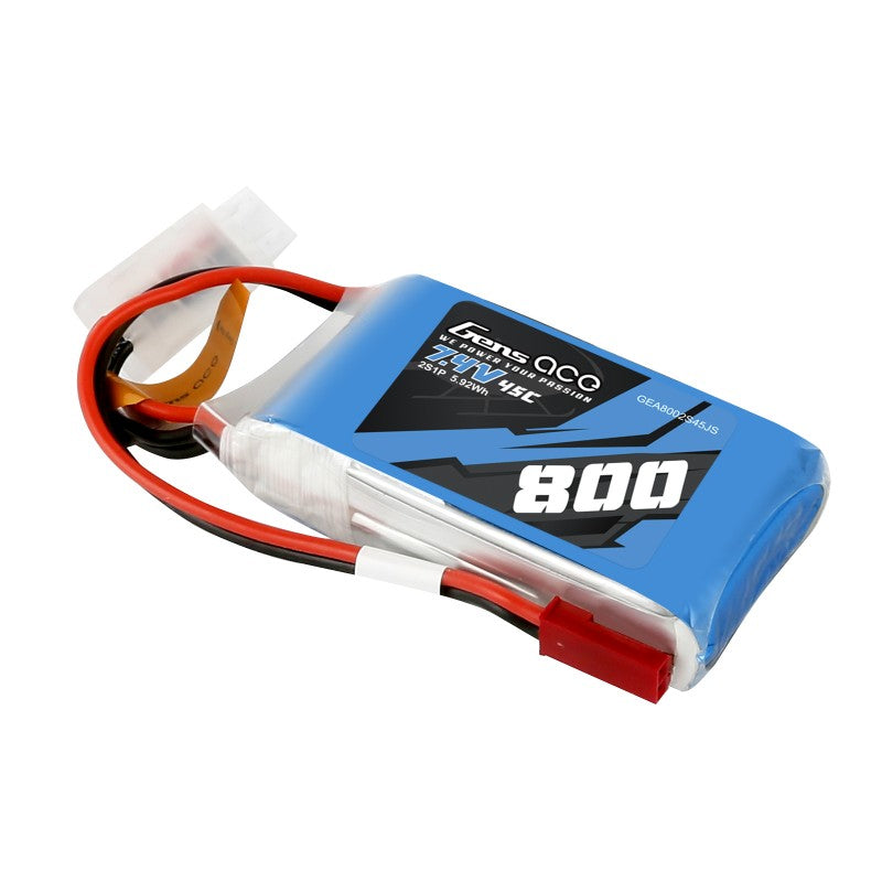 Gens ace Lipo 800mah 7.4V 45C 2S1P Lipo Battery Pack