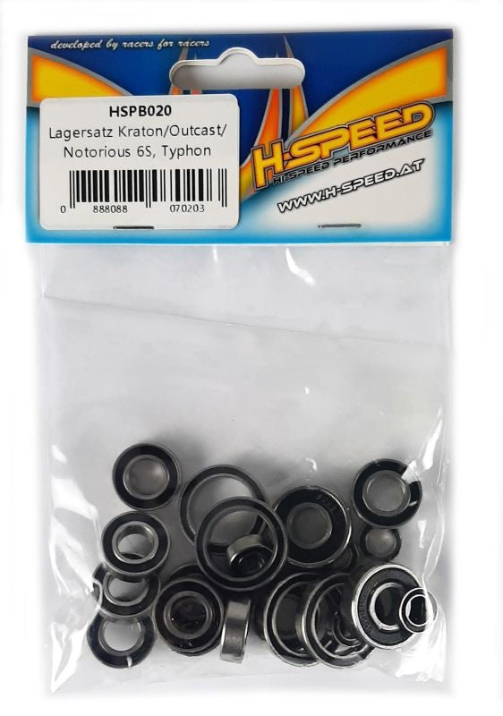 H-SPEED Σετ Ρουλεμάν Rubber Sealed Stainless Oil 22pcs για ARRMA Kraton / Outcast / Notorious / Typhon 6S