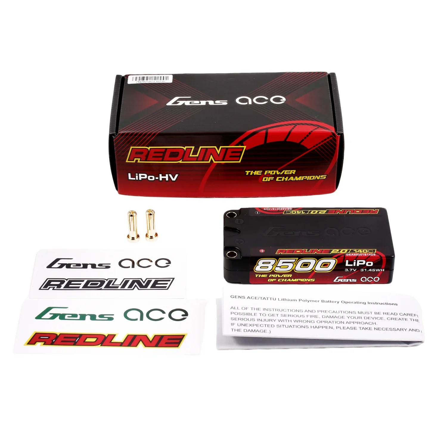 Gens ace Redline 2.0 Series 8500mAh 1S2P 3.7V 140C Lipo Battery Pack with Hardcase 65#