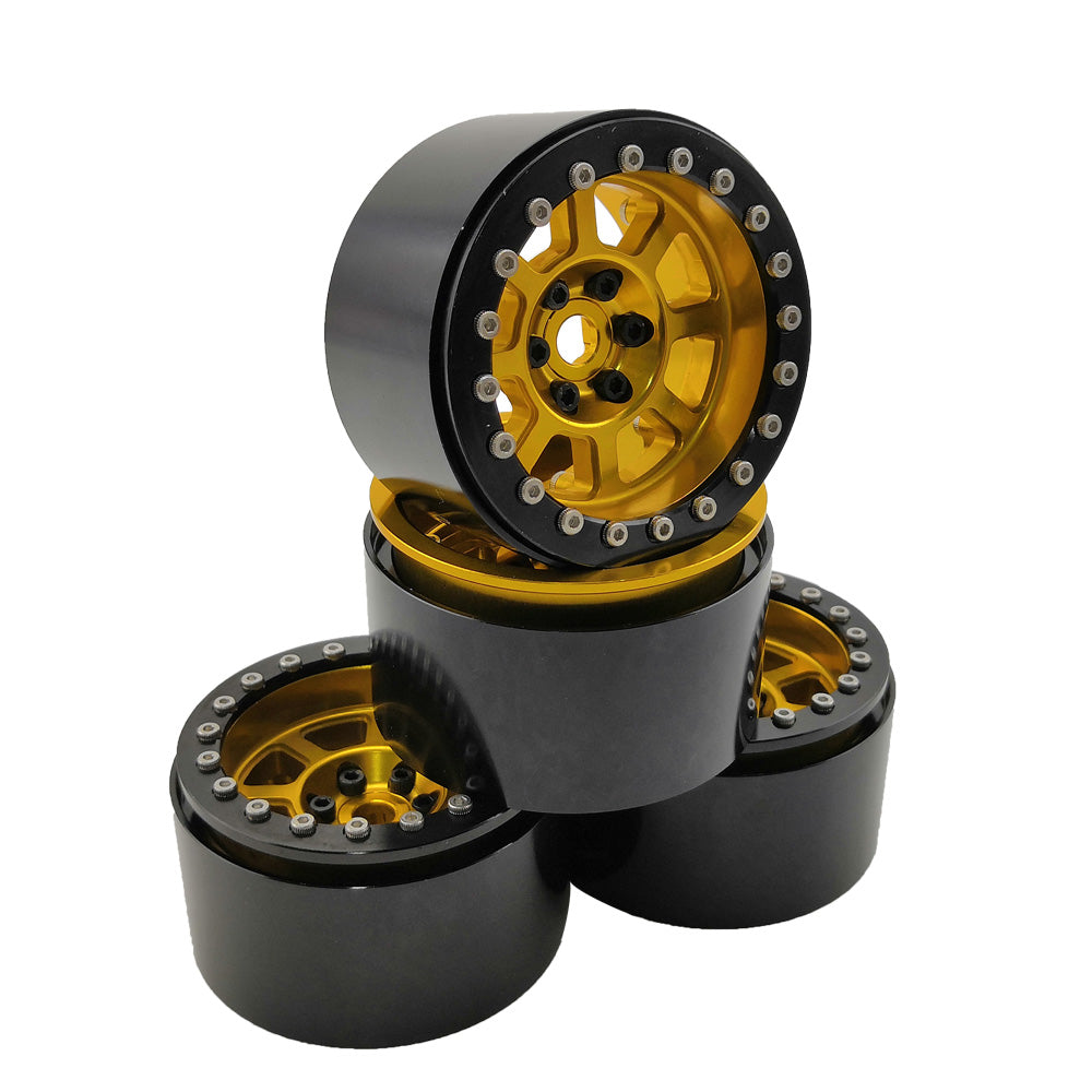 ProtonRC 2.2'' Aluminum Beadlock Crawler Wheels Rims - Gold / Black 4pcs/set