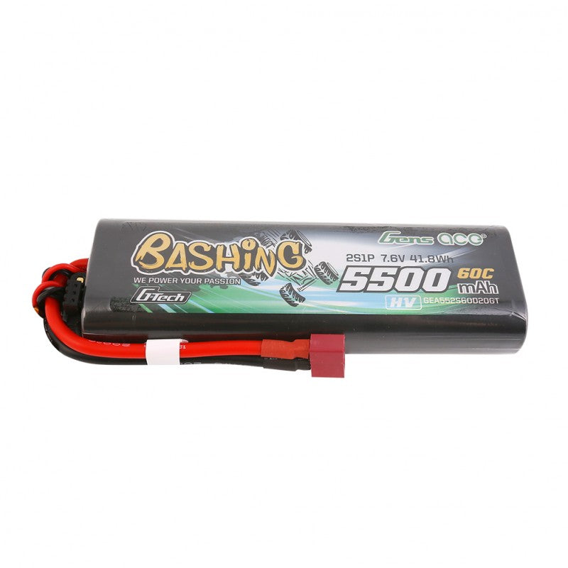 Gens ace G-Tech 5500mAh 7.6V 2S1P 60C HV Car Lipo Pack Battery Hardcase 20# with T Plug