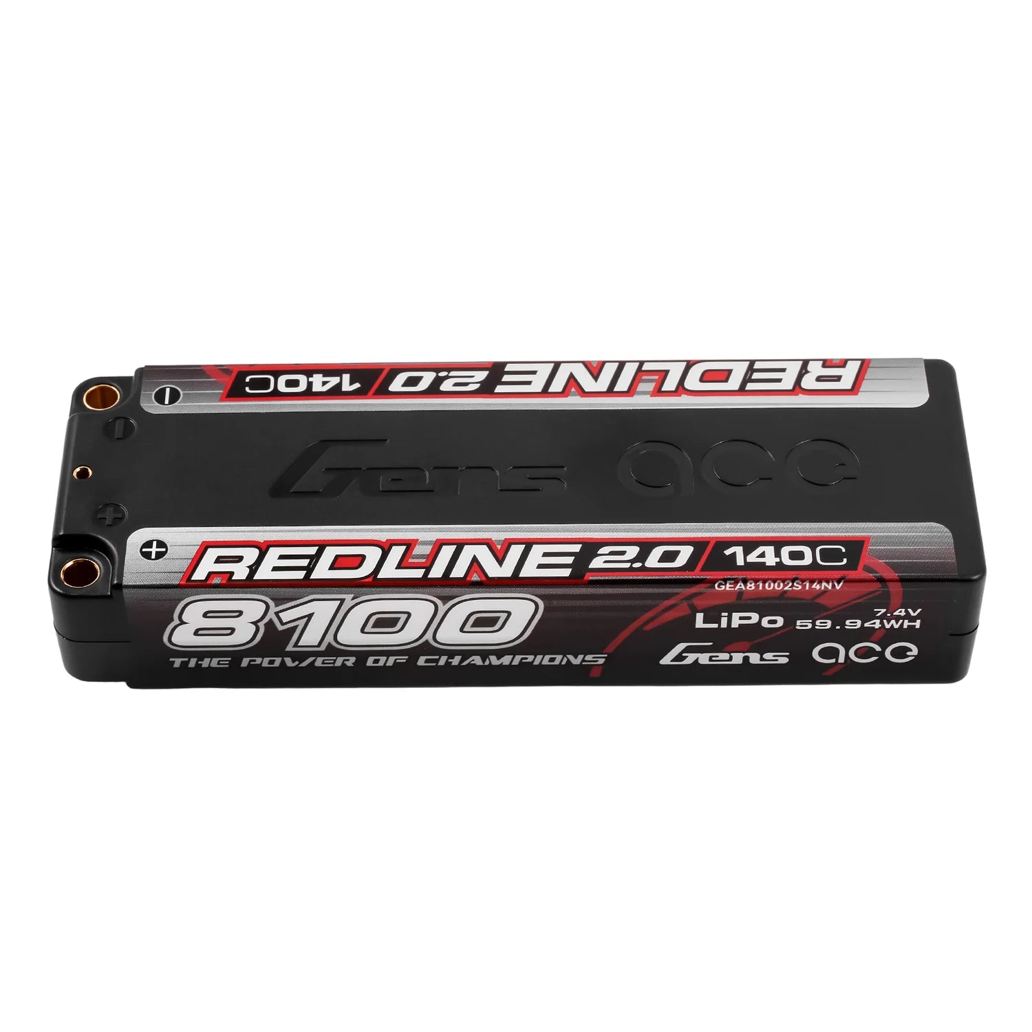 Gens ace Redline 2.0 8100mAh 7.4V 140C 2S HardCase LiPo Battery με 5.0mm Bullet (58#)