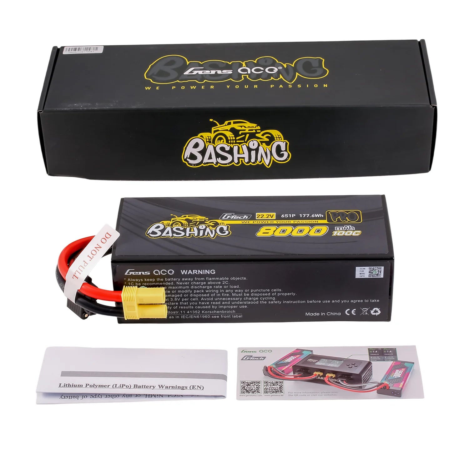 Gens Ace G-Tech 6S LiPo 8000mAh 100C 22.2V Hard Case EC5 – Bashing Series