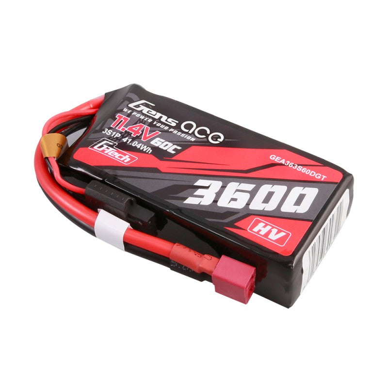 Gens ace G-Tech 3600mAh 11.4V 3S1P 60C High Voltage Lipo Battery Pack with T-plug