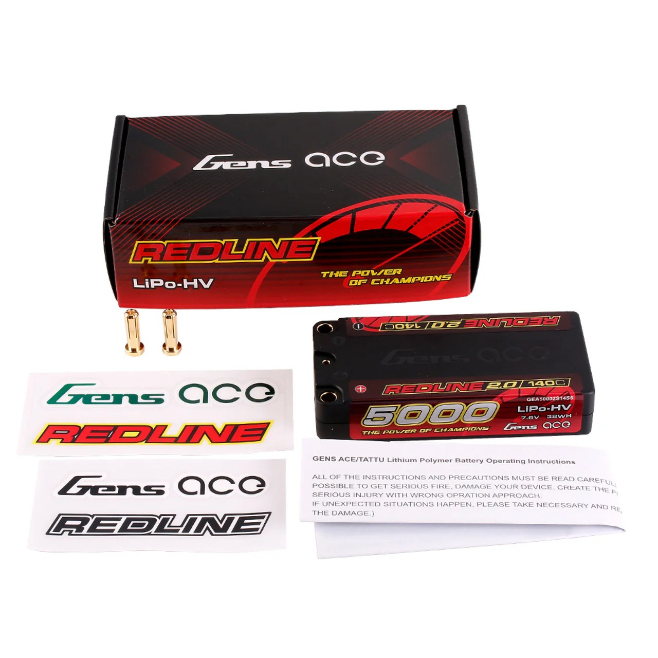 Gens ace Redline 2.0 Series 5000mAh 2S HV 140C Hardcase LiPo | Racerc