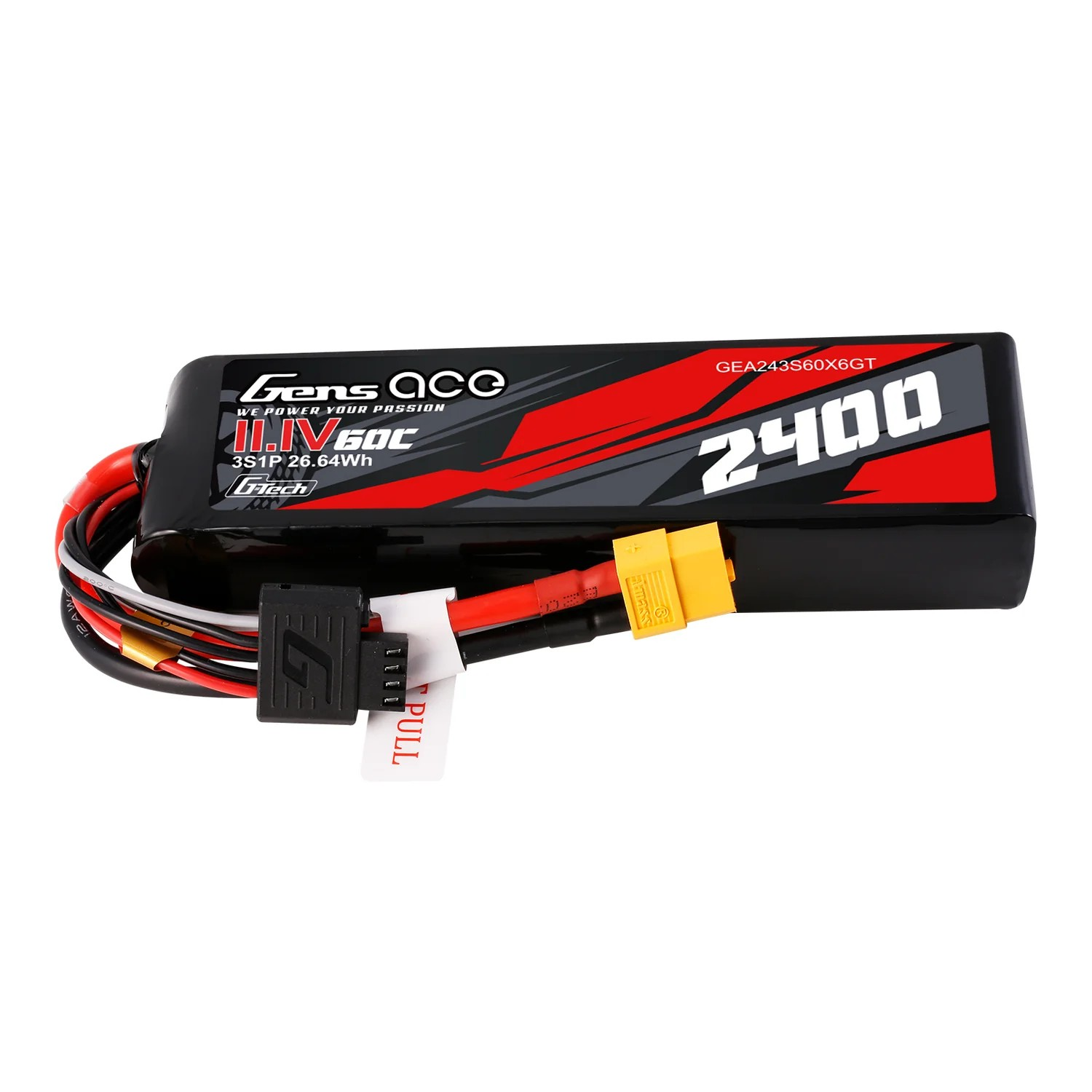 Gens ace G-Tech 2400mAh 3S 11.1V 60C Lipo Battery With XT60 Plug