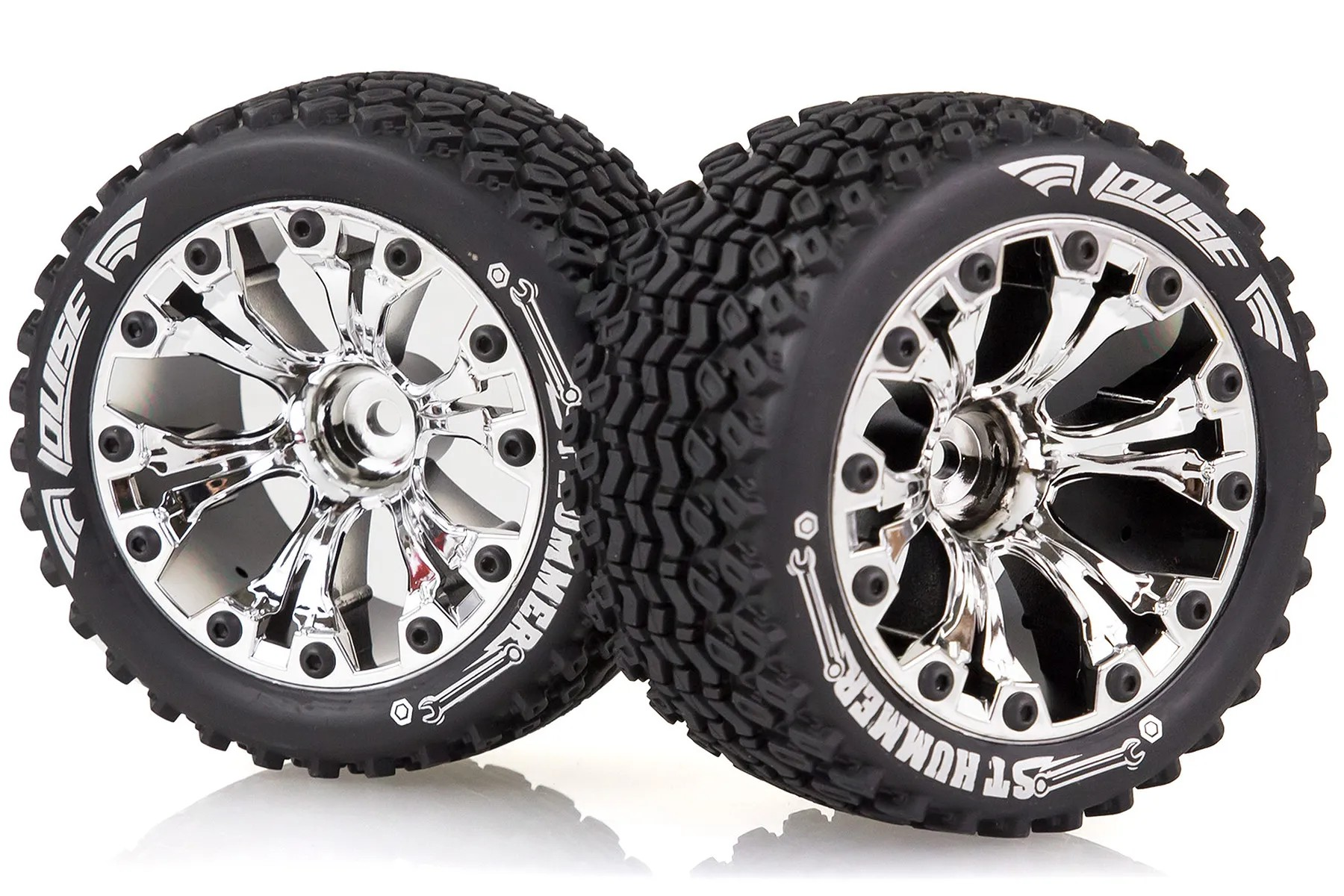 Louise 2.8" ST-Hummer Tyres on (1/2 Offset) Chrome Rims - Glued Wheels 2Pcs