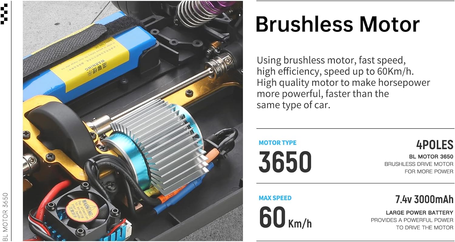 WLtoys 104072 RTR 1/10 2.4G 4WD 60km/h Flat Sport Car Racing Car with 3650 Brushless Motor