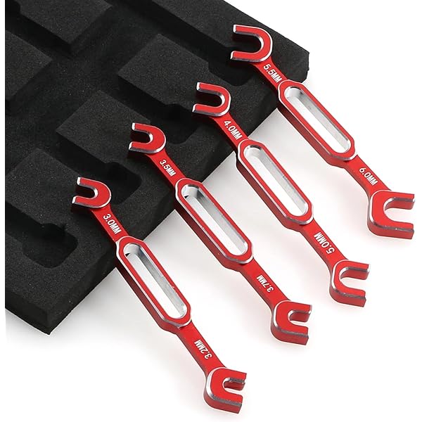 ProtonRC Aluminum Turnbuckle Wrench Set, 3.0/3.2/3.5/3.7/4.0/5.0/5.5/6.0mm RC Ball Joint Tool, Ball End Remover for RC Model (Red)