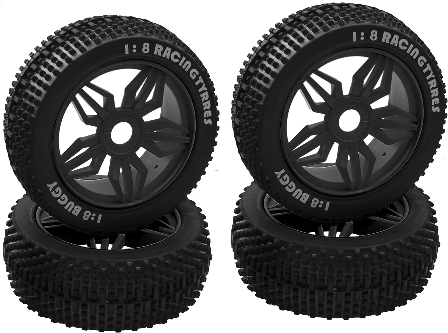 Ελαστικά ProtonRC 1/8 RC Buggy Rubber Tires με 5 ακτίνες Πλαστικό Ζάντα 17mm Εξάγωνο (Μαύρο)