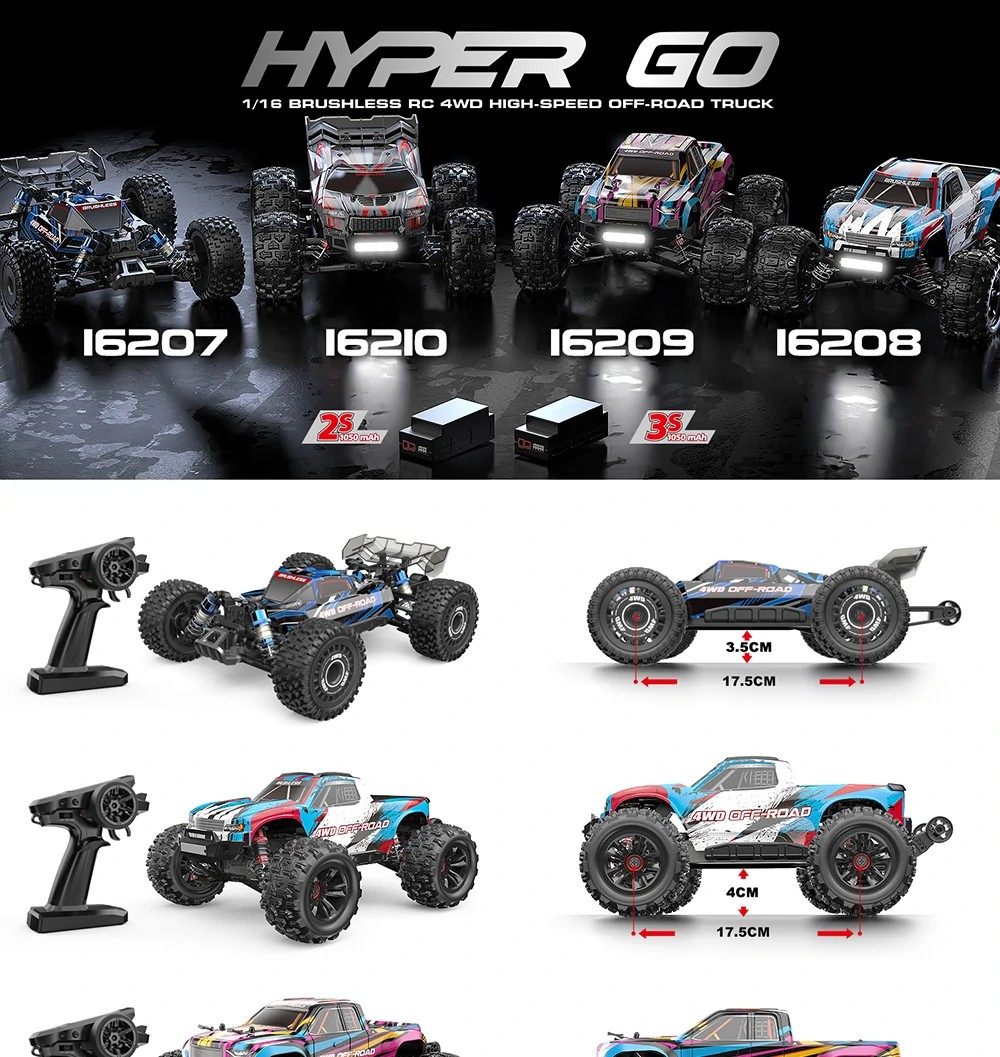 MJX (RTR) 1/16th Scale Hyper Go 16210 Brushless RC 4WD Off-Road Racing Truggy