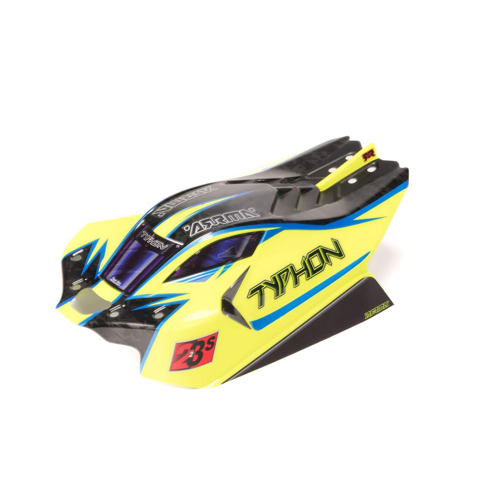 Arrma 1/8 Clipless Painted Decaled Body, Yellow/Blue: TYPHON 4X4