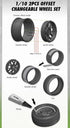 Louise 1/10 Drift 5-Spoke Wheel & Tire Set Matte Silver – 12mm Hex με Ρυθμιζόμενο Offset 2/4/6/8mm