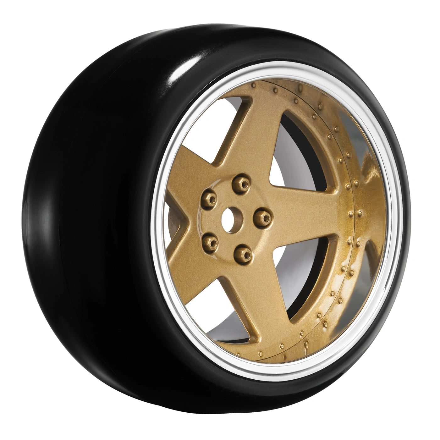 Louise 1/10 Drift 5-Spoke Wheel & Tire Set Bronze – 12mm Hex με Ρυθμιζόμενο Offset 2/4/6/8mm