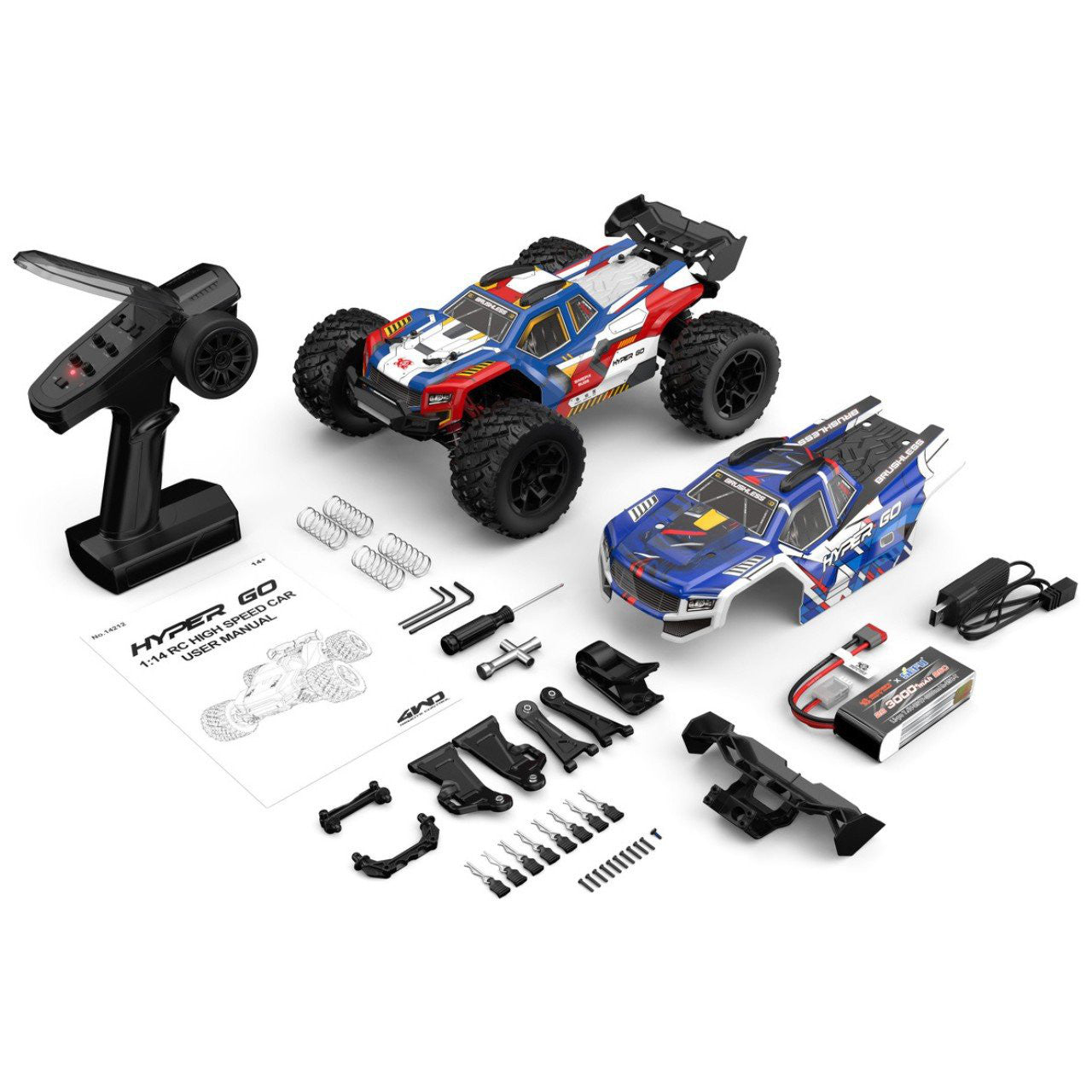MJX Hyper GO 14212 1/14 Brushless Truggy 4WD RTR – Με 2 Αμαξώματα, Μπαταρία & Φορτιστή USB