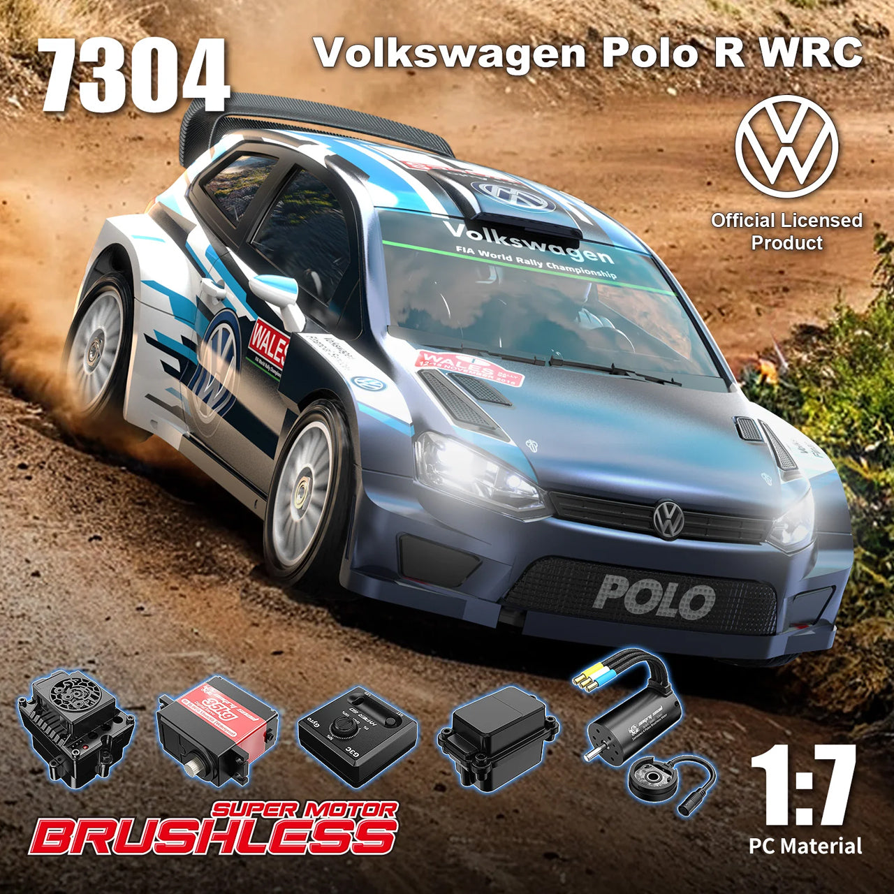 MJX Hyper GO 7304 Volkswagen Polo R WRC 1/7 Brushless 4WD RTR – Rally / Drift RC με 2 Σετ Ελαστικών