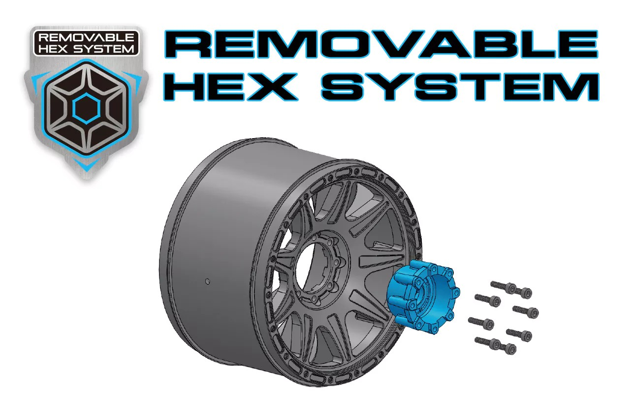 Louise RC - ST-UPHILL - 1-10 Stadium Truck Tire Set - Mounted - Sport - Black Wheels - Removable HEX 12 Narrow, 12 Wide, 14, 17mm - L-T3211SX