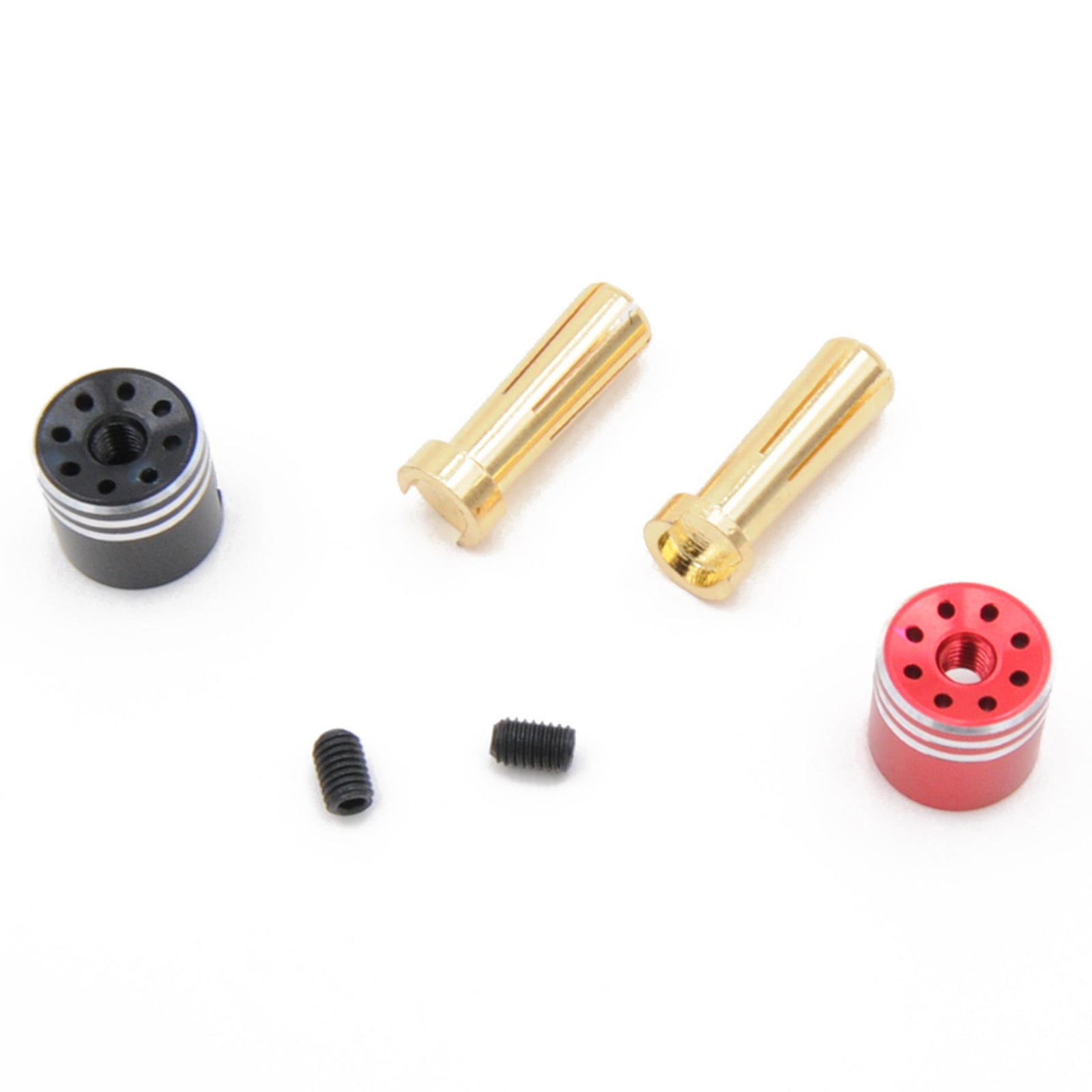 ProtonRC Heatsink Bullet Plug Grips (5mm Bullets) (Black / Red) w/ Holes