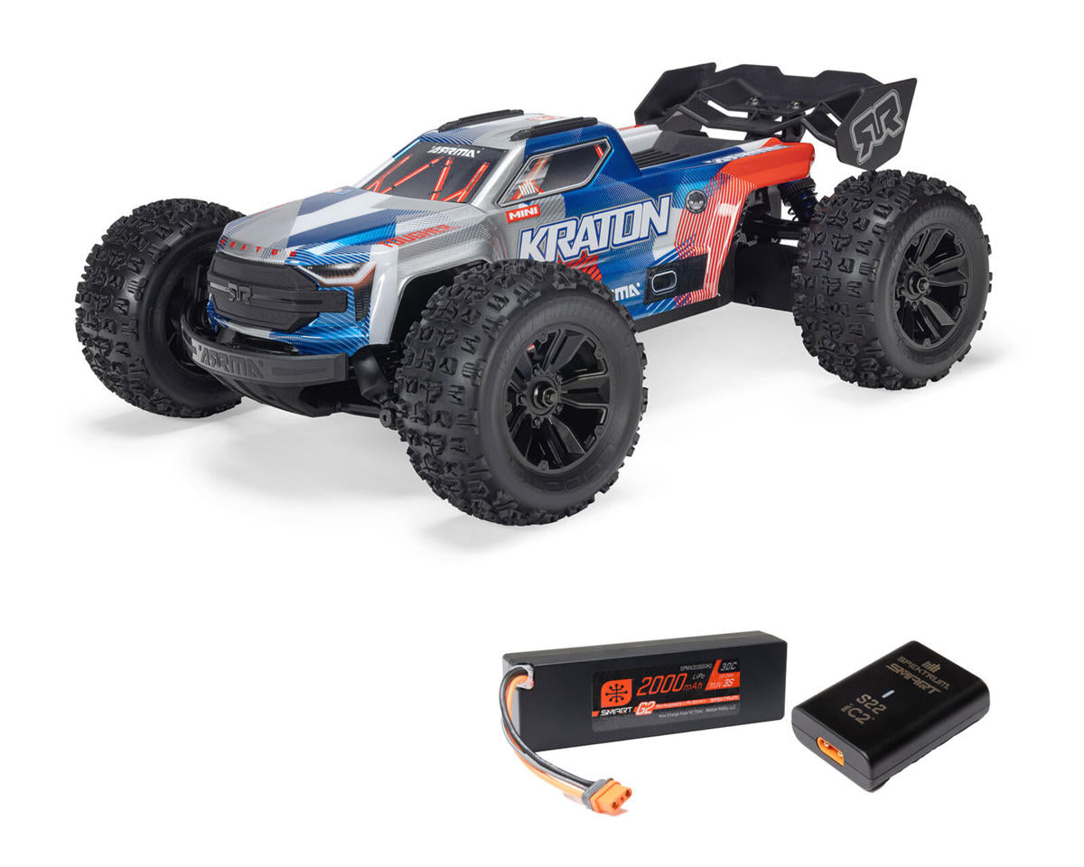ARRMA Mini Kraton 3S BLX 4X4 1/16 RTR Brushless Monster Truck (Red/Blue) με 3S LiPo & Charger