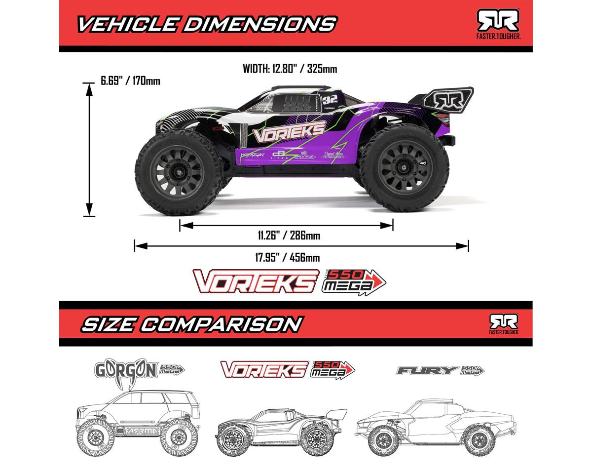 Arrma 1/10 VORTEKS 2WD RTR Brushed Stadium Truck (Battery & Charger Included), Purple