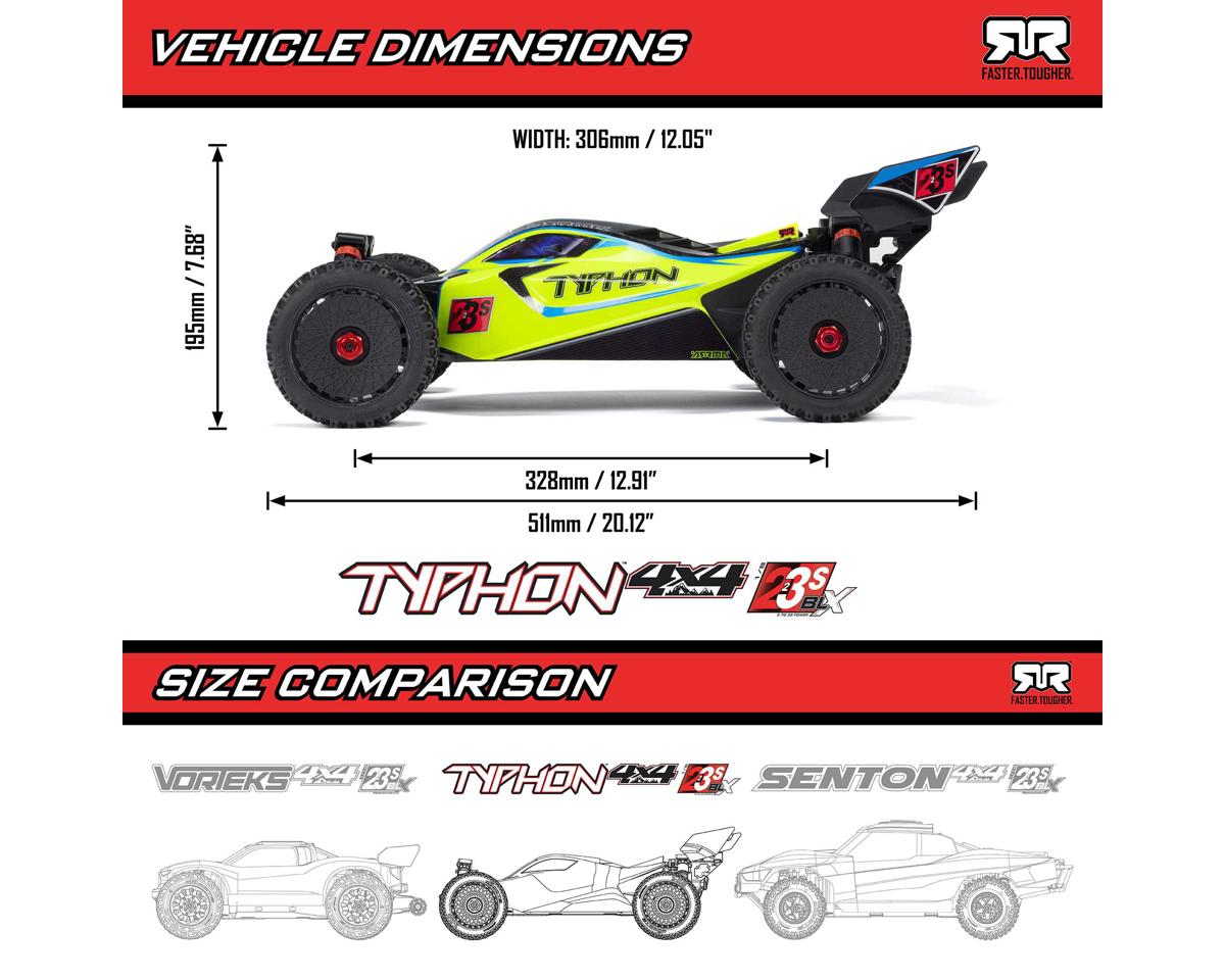 Arrma Typhon 223S 1/8 BLX Brushless RTR 4WD Buggy (Red) w/SLT3 2.4GHz Radio & DSC