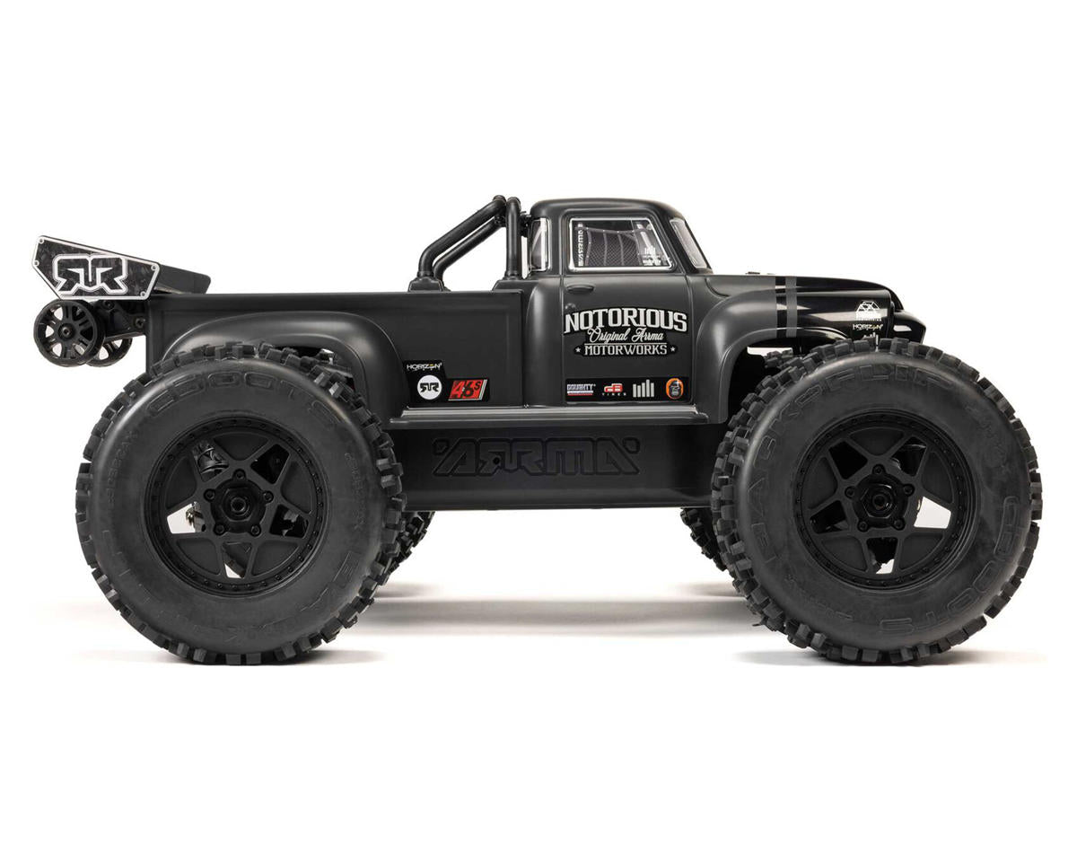 Arrma Notorious 6S BLX Brushless RTR 1/8 Monster Stunt Truck (Black) (V6) w/SLT3 2.4GHz Radio