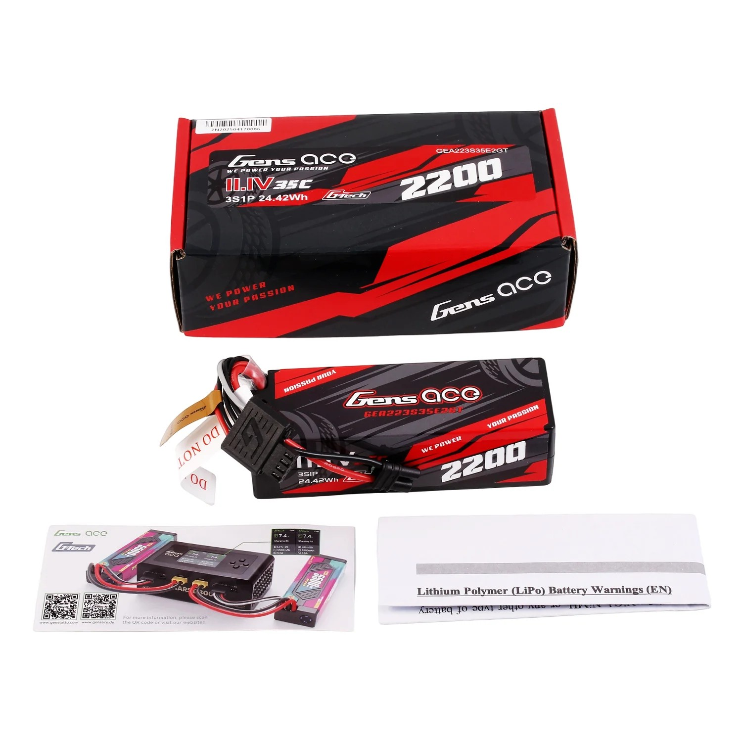 Gens ace 2200mAh 11.1V 3S 35C LiPo Battery – iEC2 Plug