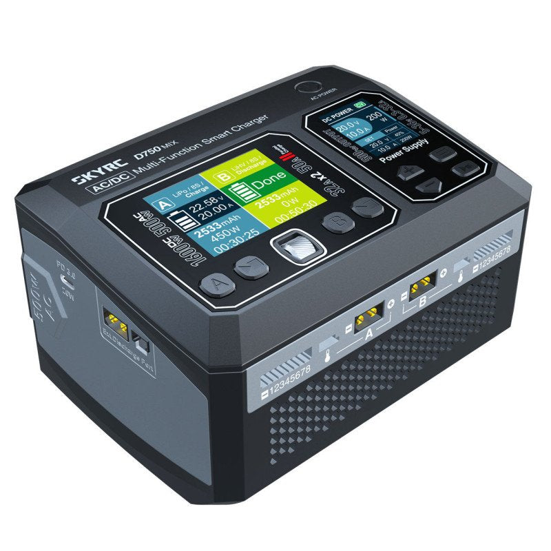 SkyRC D750 MIX – Διπλός φορτιστής AC/DC 500W AC / 1600W DC, 1–8S