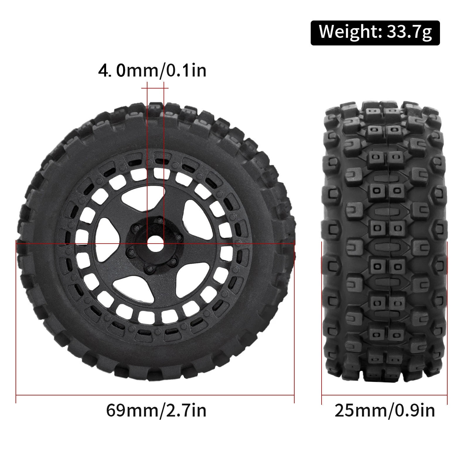 ProtonRC 4pcs Wheels Tire Set Accessories For 1/18 2S TYPHON GROM RC Model Car