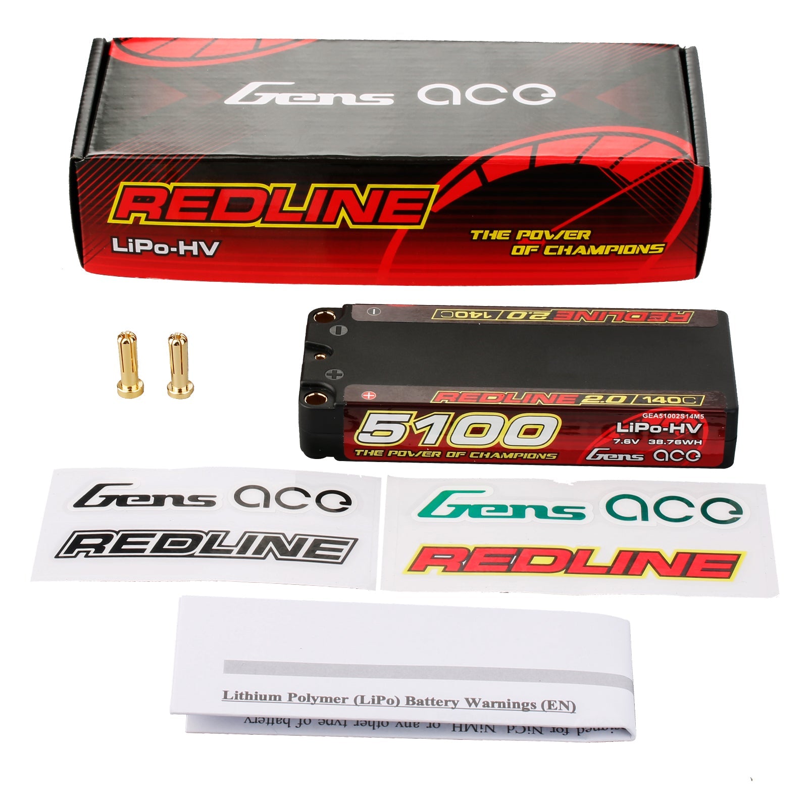 Gens Ace Redline 2.0 – Μπαταρία LiHV 5100mAh 2S 7,6V 140C με 5mm bullet