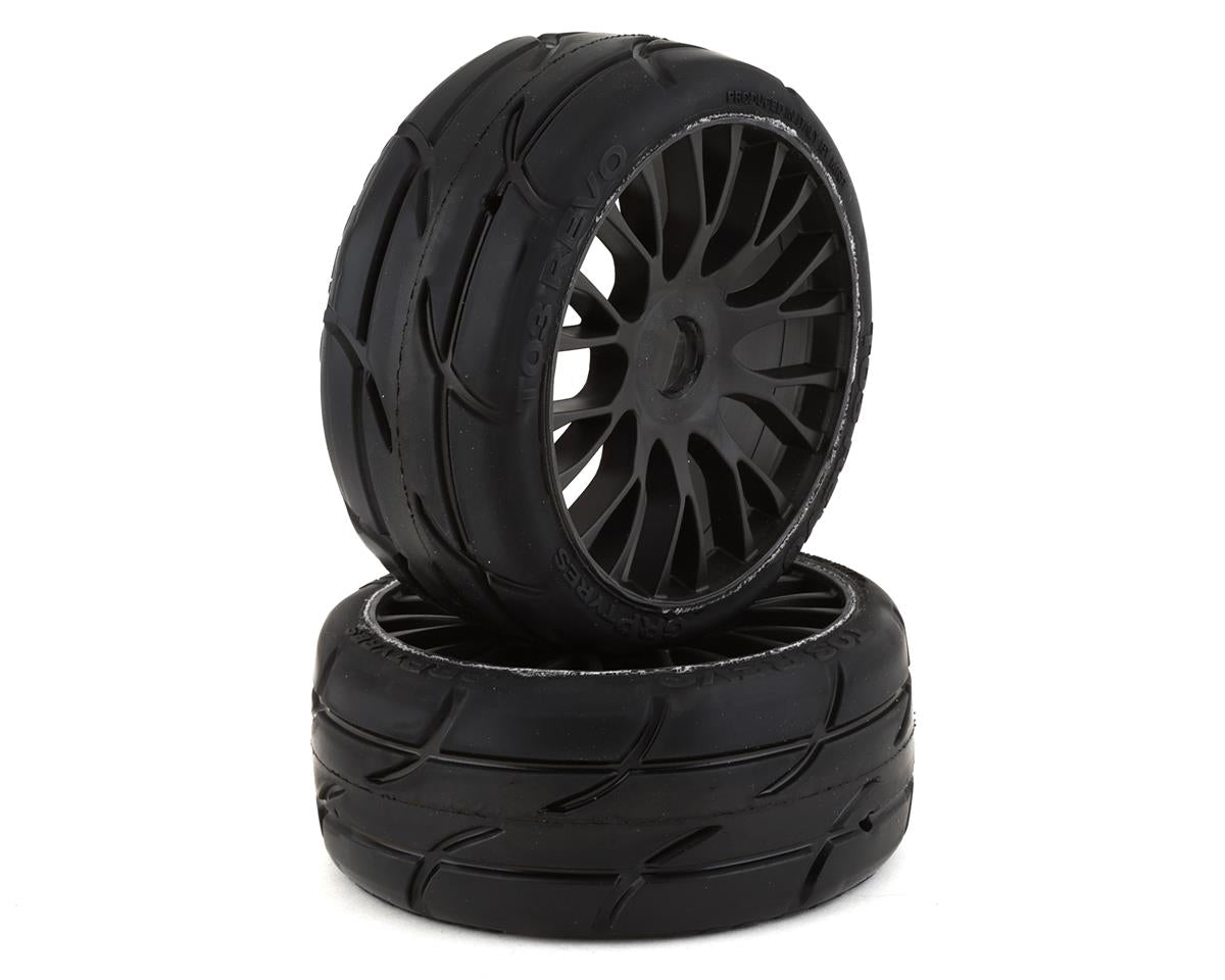 GRP Tires GT - TO3 Revo Belted Pre-Mounted 1/8 Buggy Tires (Black) (2) w/FLEX Wheel