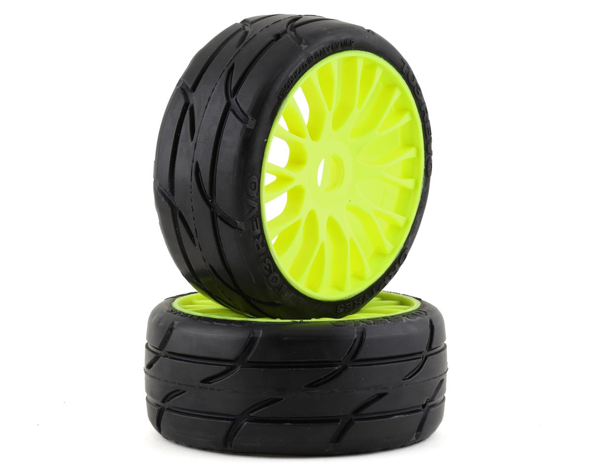 GRP Tires GT - TO3 Revo Belted Pre-Mounted 1/8 Buggy Tires (Yellow) (2) w/FLEX Wheel
