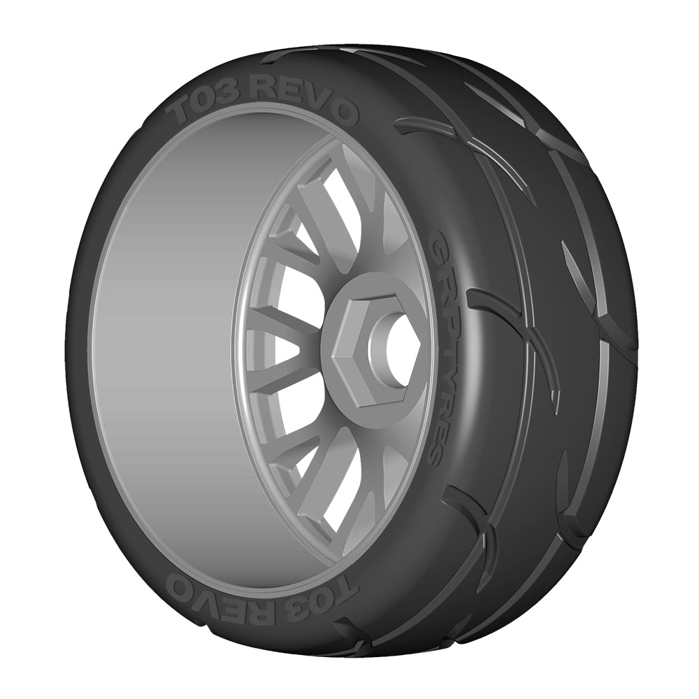 GRP GTK01-S1 XXSoft Belted Tires With Spoked Silver Wheels (Set Of 4) - 1:8 Scale RC GT/Touring