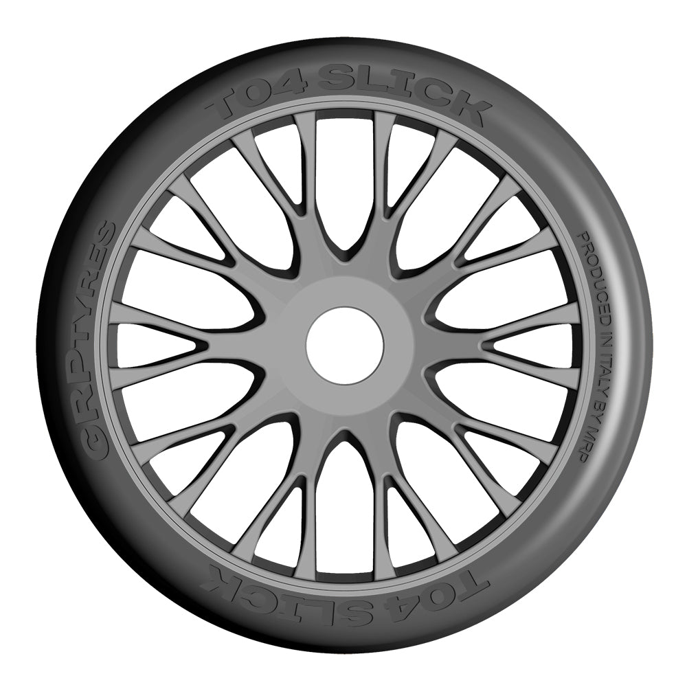 1/8 GT T04 Slick Mounted Tires – Κολλημένα Λάστιχα σε 20 Spoke FLEX Silver Wheels με Επιλογή Γόμας XB / XM
