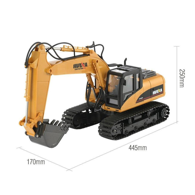 HUINA 1535-1 1/14TH SCALE RC EXCAVATOR 2.4G 15CH w/DIE CAST BUCKET (+ DRILL+ GRIPPER)