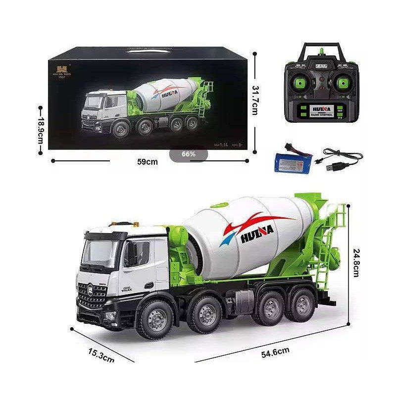 HUINA 1537 1/14 Semi Alloy 12CH Mixer Truck – Τηλεκατευθυνόμενη Μπετονιέρα RTR 2.4GHz