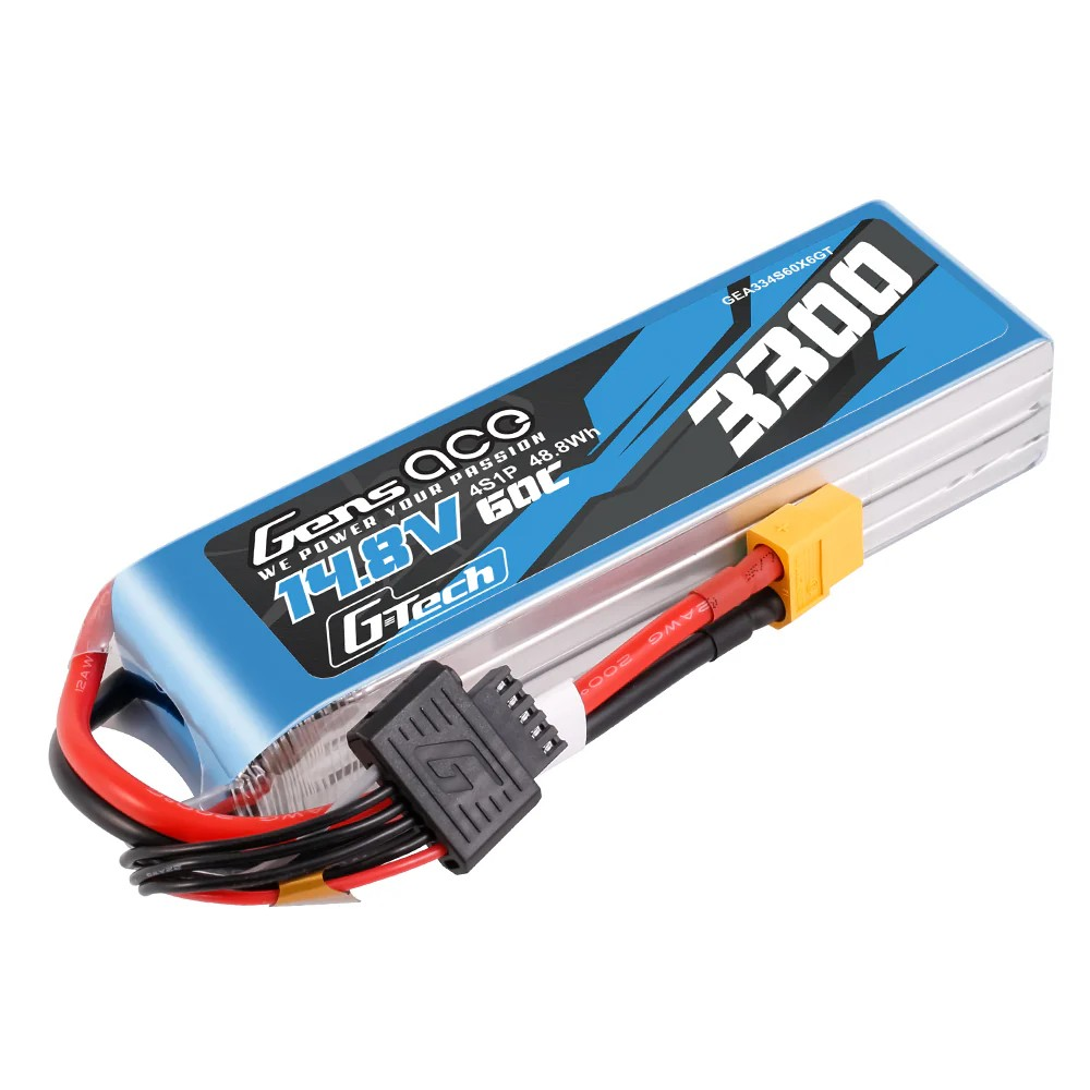 Gens ace G-Tech 3300mAh 14.8V 60C 4S1P Lipo Battery Pack with XT60 plug