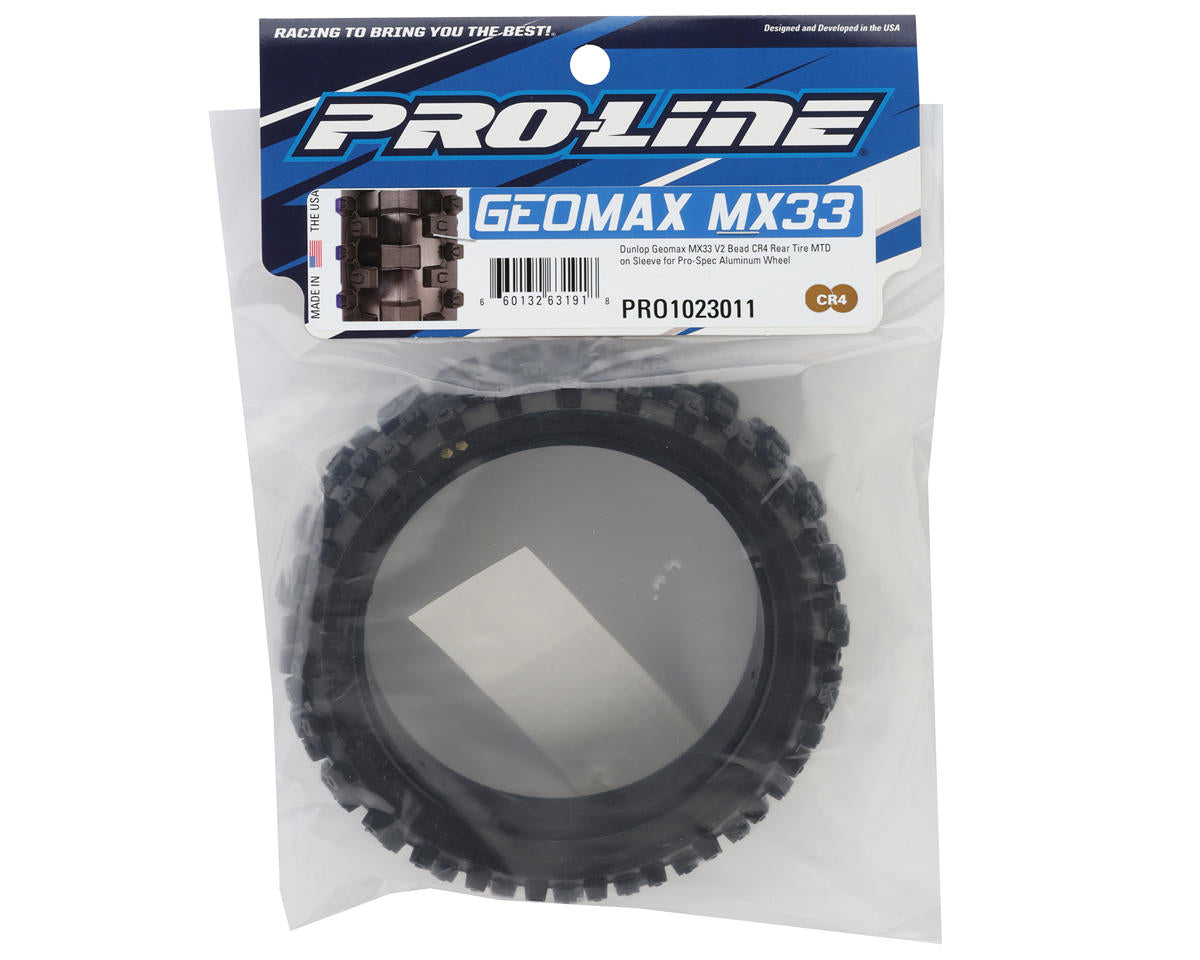 Pro-Line 1/4 Dunlop Geomax MX14 V2 Pre-Mounted Motocross Rear Tire (M2)