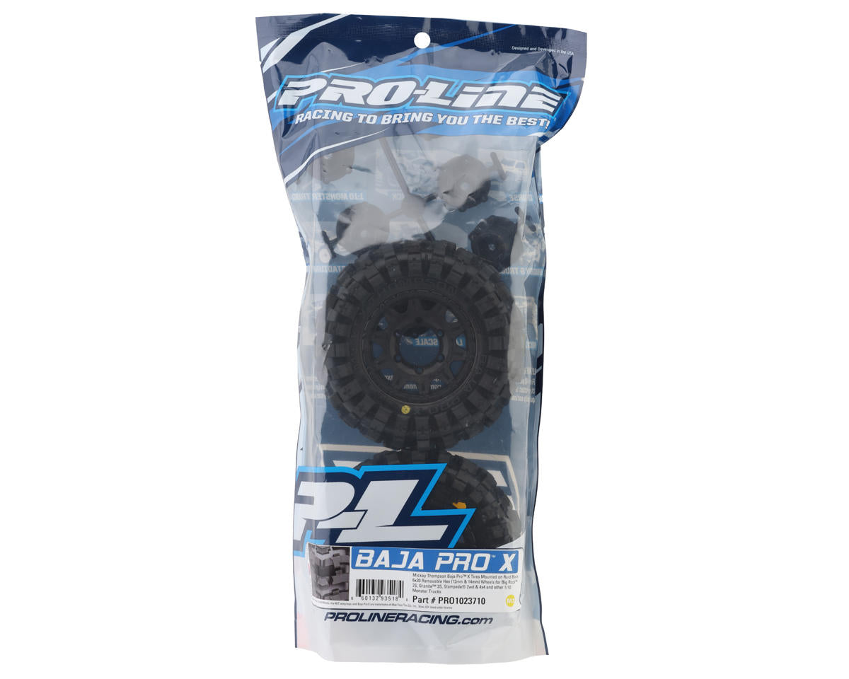 Pro-Line Mickey Thompson Baja Pro X 2.8" Pre-Mounted Tires w/Raid Rear Wheels (2) (Black) w/12mm Removable Hex