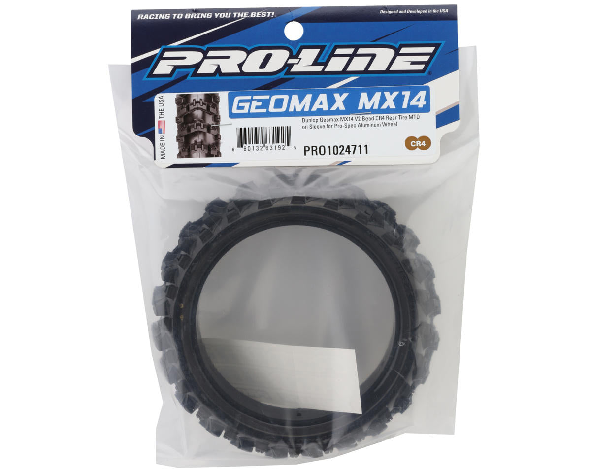 Pro-Line 1/4 Dunlop Geomax MX14 V2 Pre-Mounted Motocross Rear Tire (CR4)