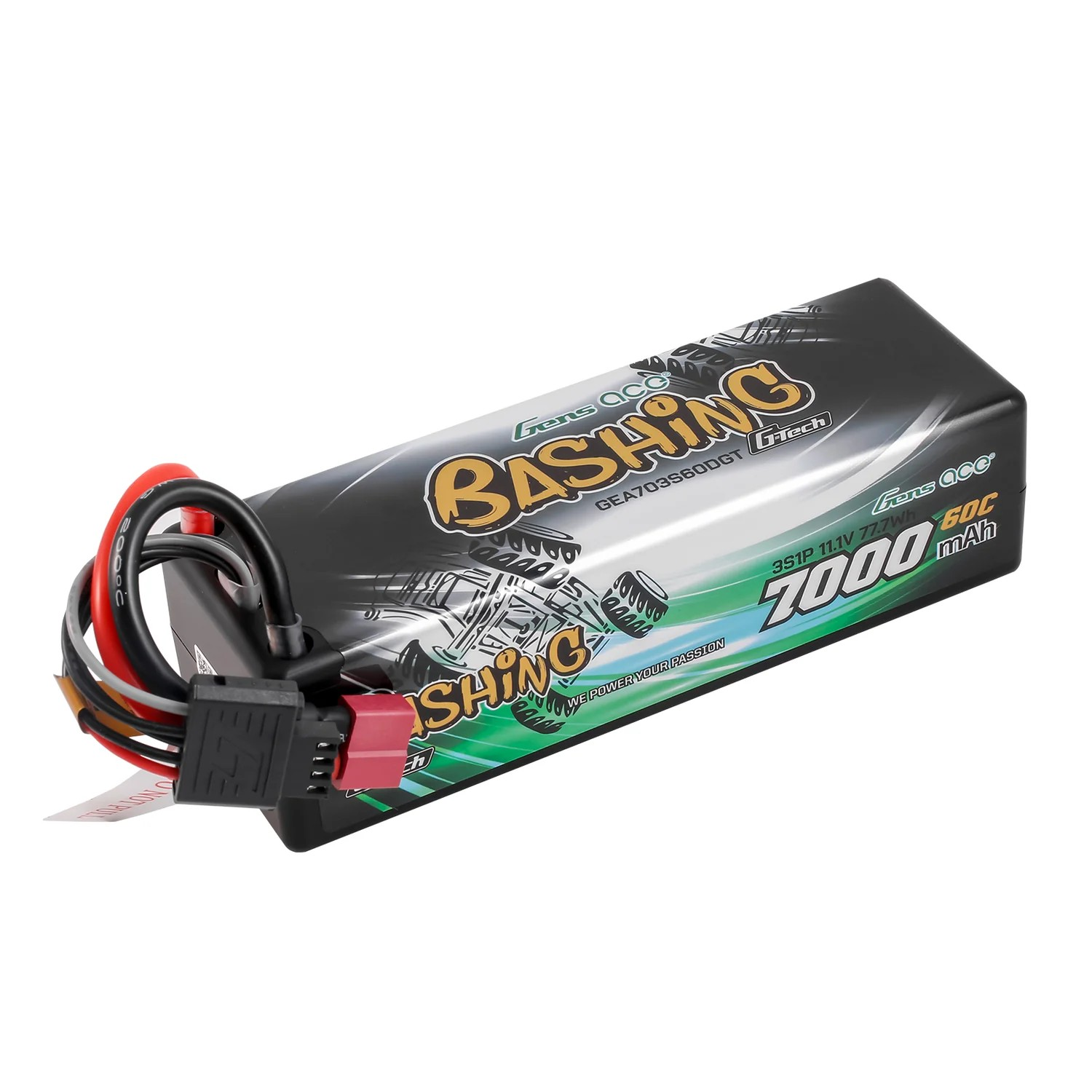 Gens Ace G-Tech 7000mAh 11.1V 60C 3S1P Lipo Battery Pack with T-Plug Bashing Series