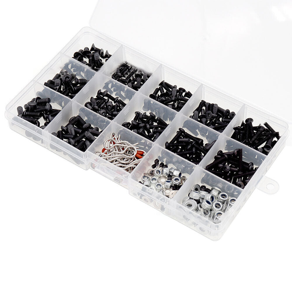 ProtonRC 500PCS Universal RC Car Screws- Box Kit Compatible with Axial traxxas Arrma Losi 1/8 1/10 1/12 1/16 Scale RC Cars