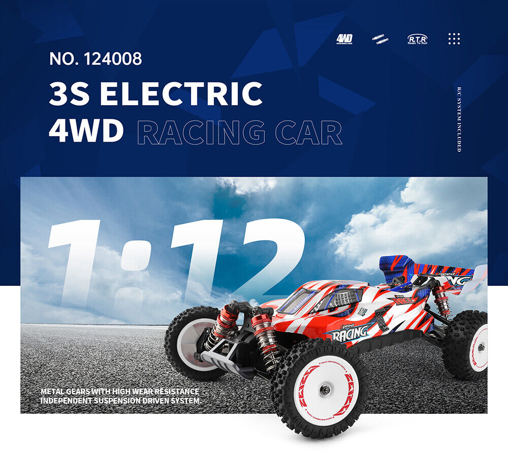 WLtoys 124008 1/12 4WD 2.4G 60km/h Αγωνιστικό αυτοκίνητο χωρίς ψήκτρες κινητήρα υψηλής ταχύτητας