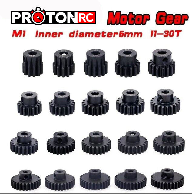 ProtonRC HSS M1 Motor Pinions Gear - Μαύρο για άξονα 5mm M4 Τρύπα βίδας με βίδα ρύθμισης